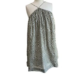 Abercrombie & Fitch Trapeze Halter Mini Dress Abstract Green Pattern 100% Cotton